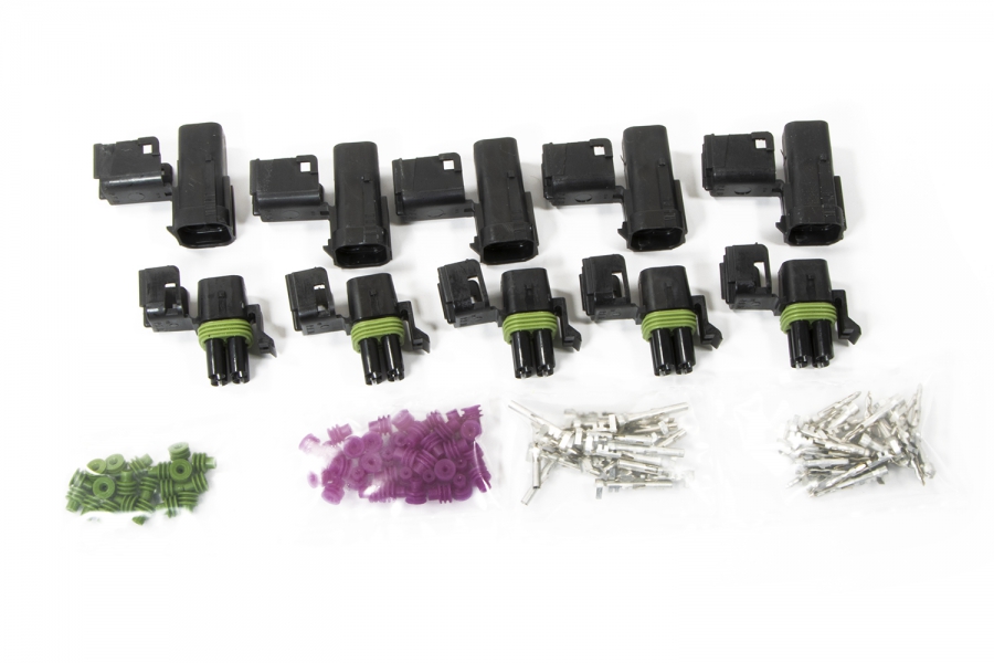 4 Circuit Square Connector Male & Female Weatherpack Kit (5 ea.) By Painless Performance